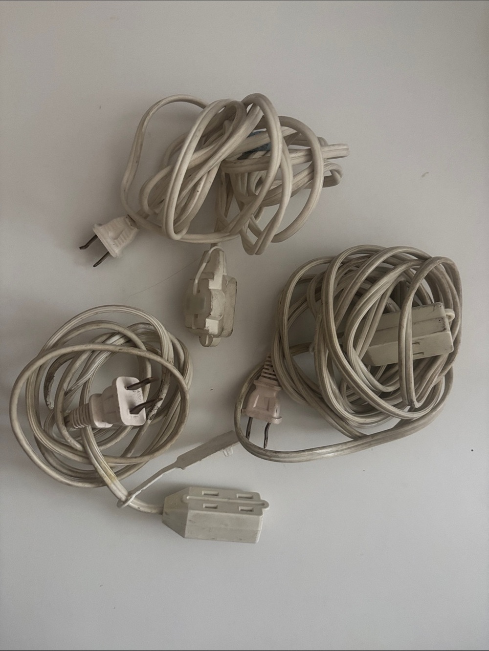 White Electrical Extension Cords and Plugs - Bundle